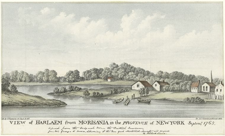 Art Print : View of Harlaem from Morisania in The Province of New York - Vintage Wall Art