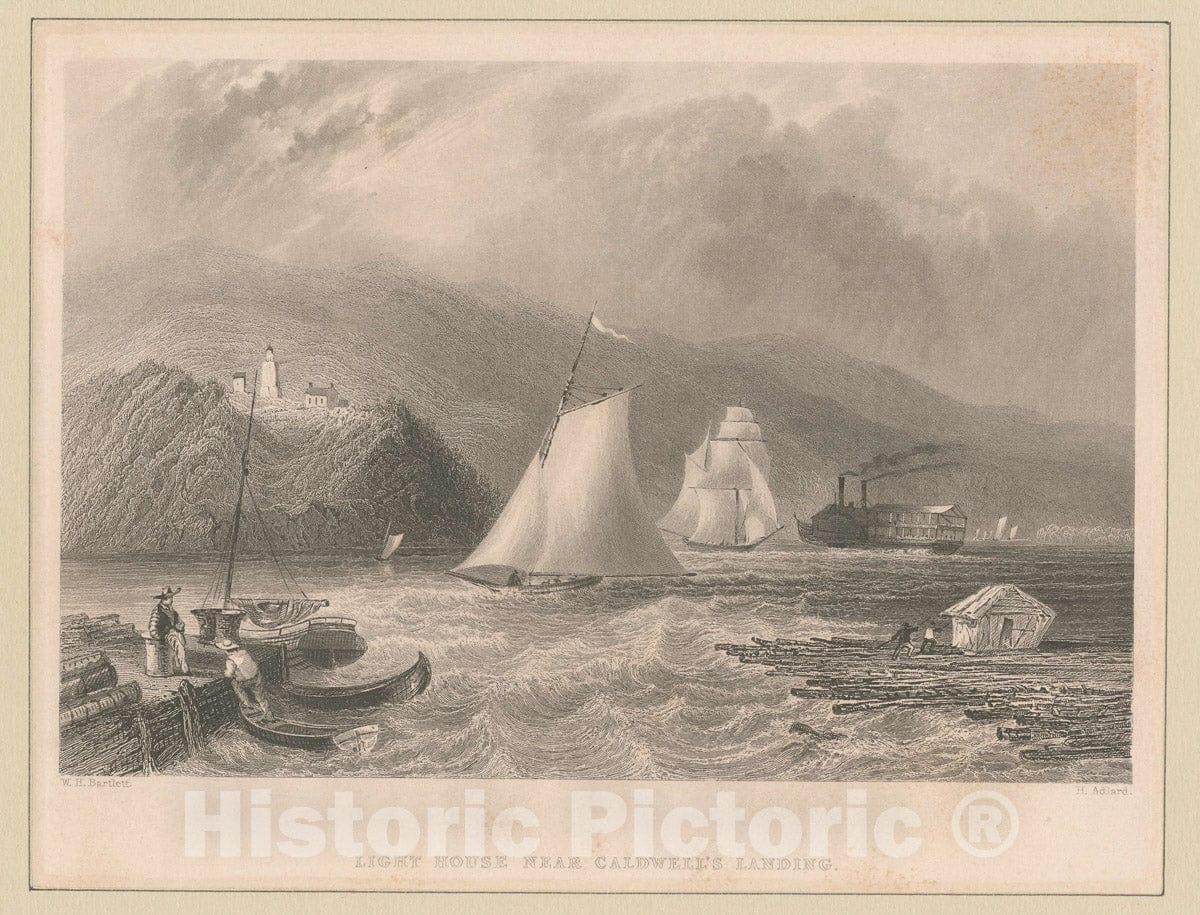 Art Print : Light House Near Caldwell's Landing. - Vintage Wall Art