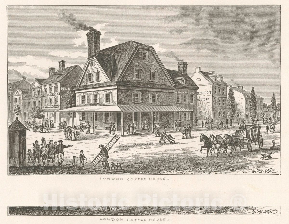 Art Print : London Coffee House. - Vintage Wall Art