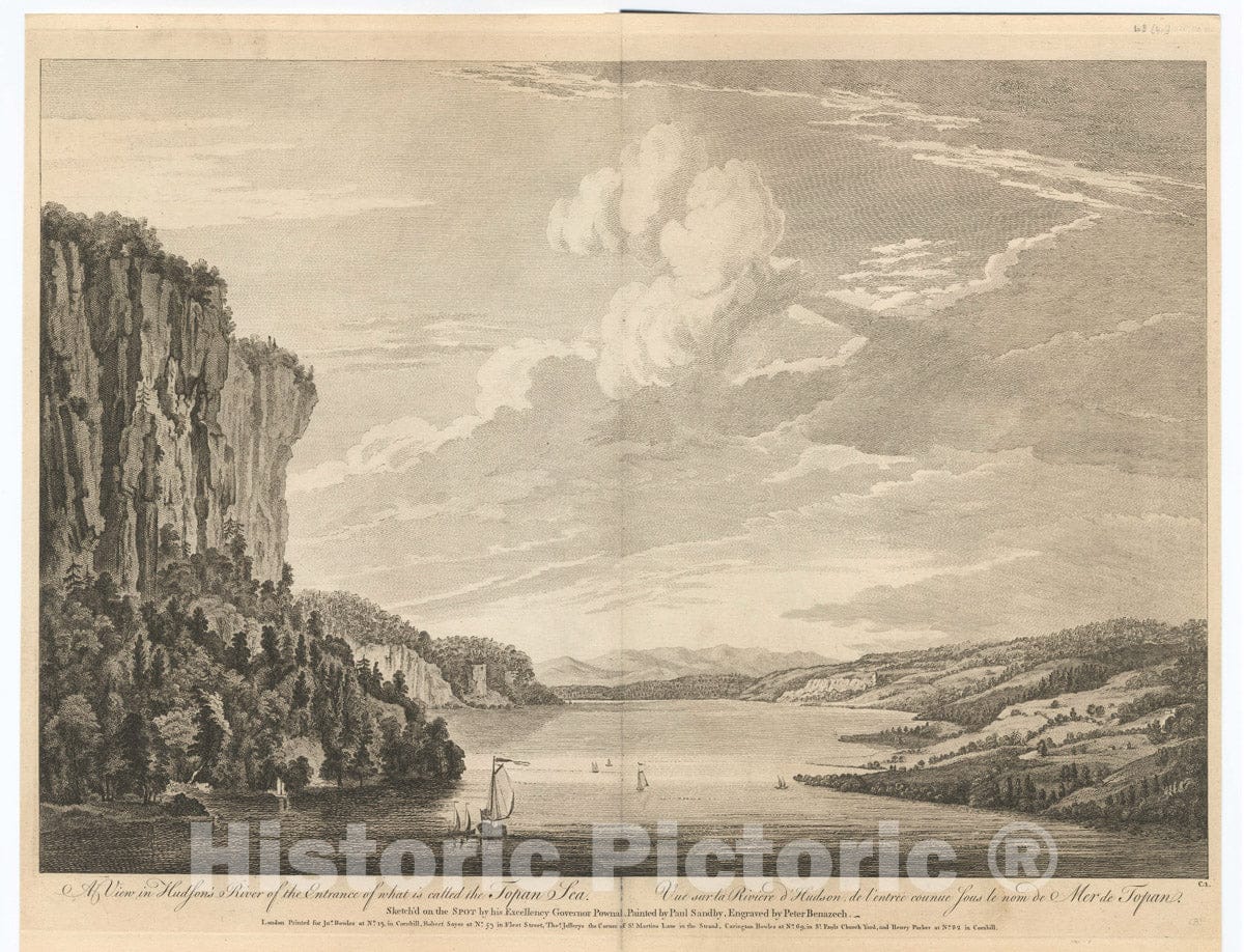 Art Print : A View in Hudson's River of The Entrance of What is Called The Topan Sea. - Vintage Wall Art
