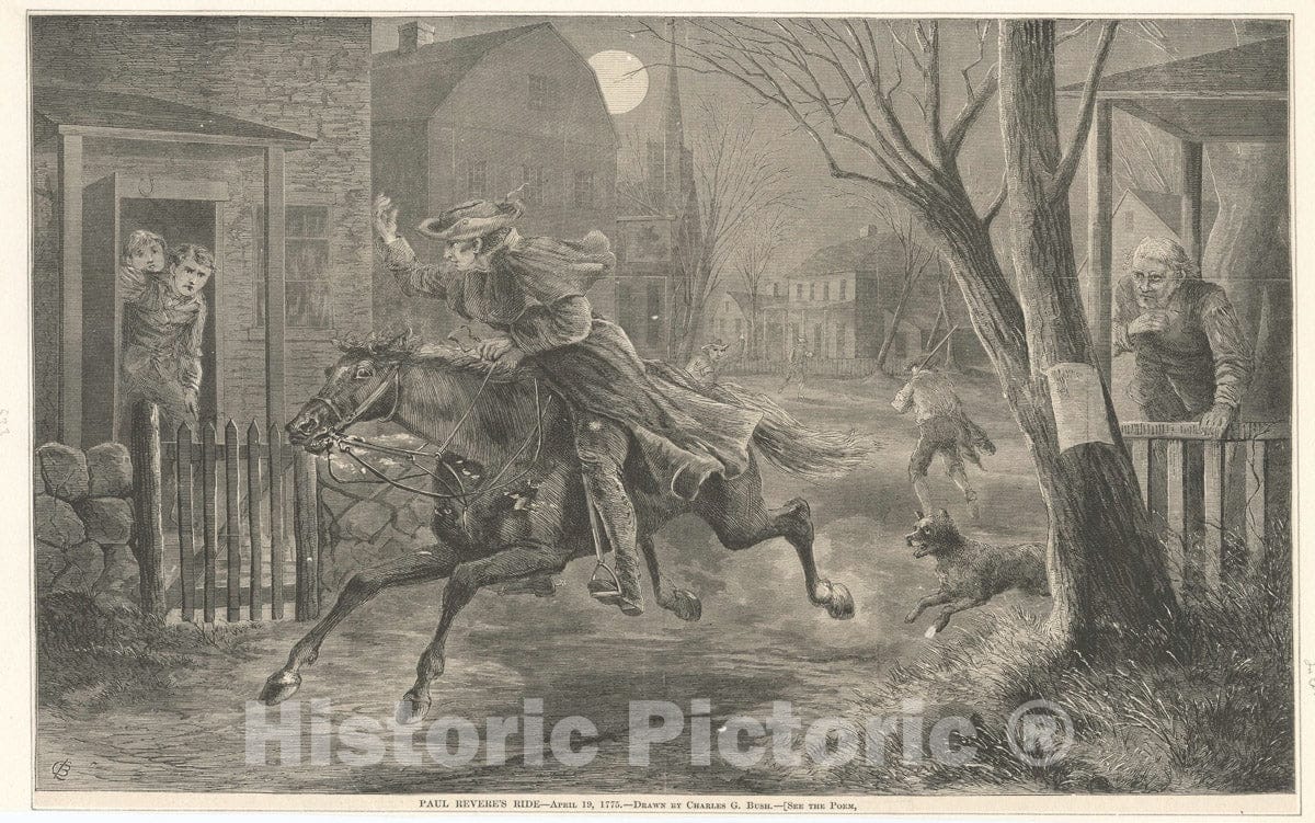 Art Print : Paul Revere's Ride, April 19, 1775. - Vintage Wall Art
