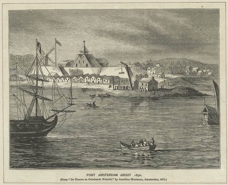 Art Print : Fort Amsterdam About 1650 - Vintage Wall Art