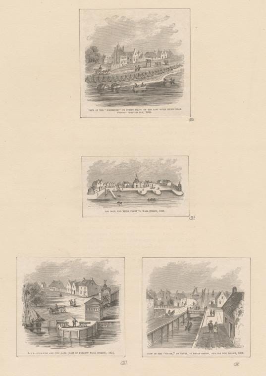 Art Print : View of The Schoeinge or Street Piling on The East River Shore - Vintage Wall Art