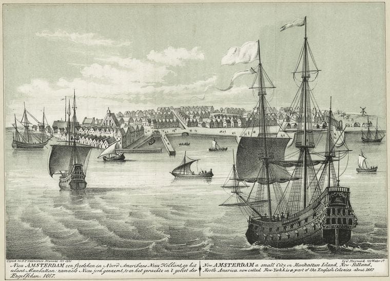 Art Print : New Amsterdam, a Small City on Manhattan Island - Vintage Wall Art