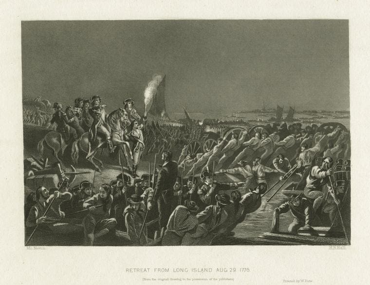 Art Print : c.1760 , Retreat from Long Island, Aug. 29, 1776 - Vintage Wall Art