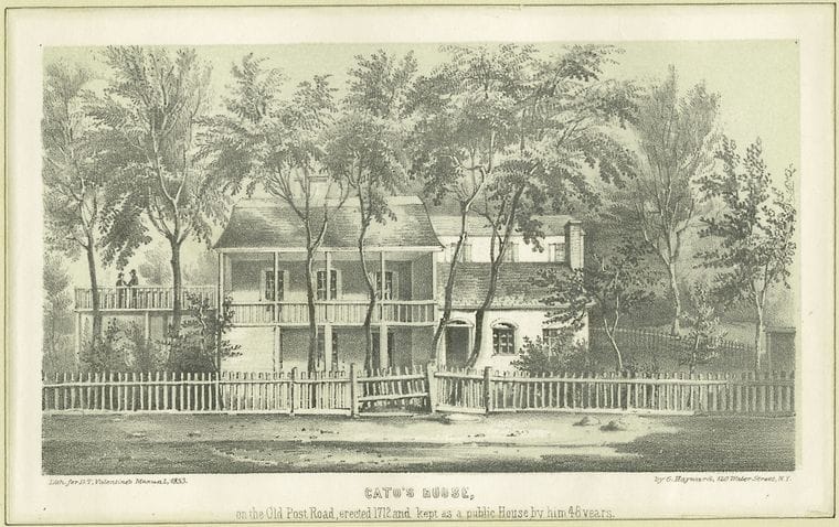 Art Print : 1828, Cato's House on The Old Post Road, erected 1712 and Kept as a Public House by him 48 Years - Vintage Wall Art