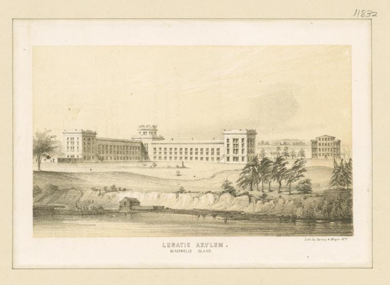 Art Print : 1880, Lunatic Asylum, Blackwell's Island - Vintage Wall Art