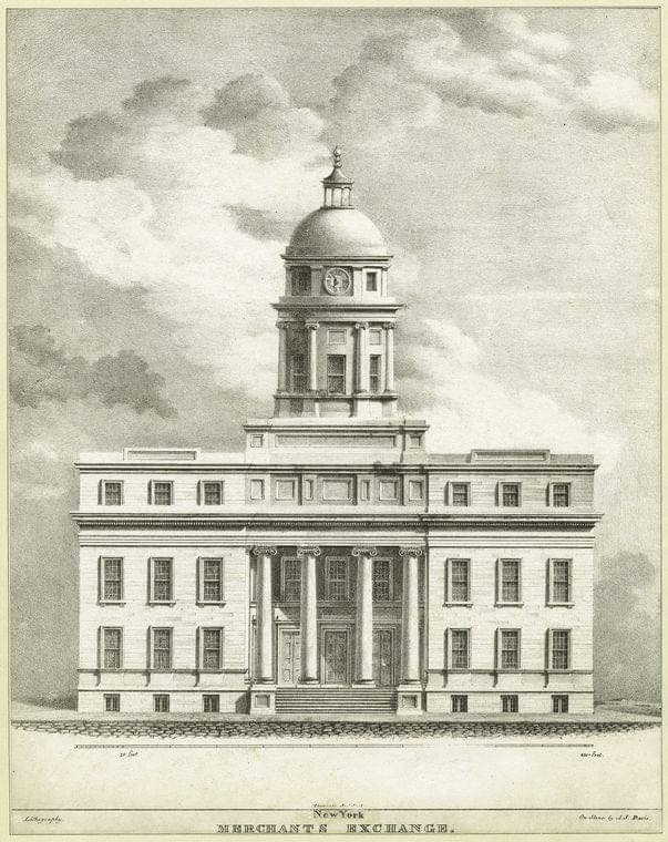 Art Print : 1801, New York Merchant's Exchange - Vintage Wall Art