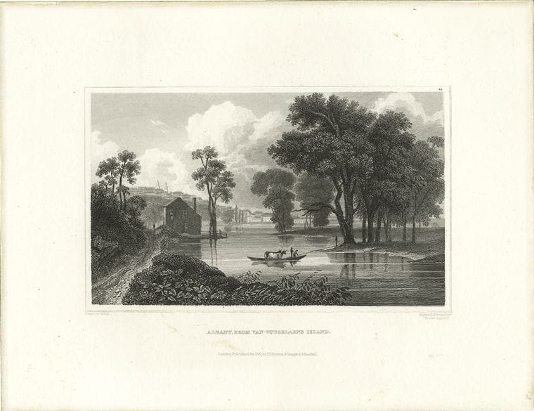 Art Print : c.1750 , Albany, from Van-Unsselaen's Island - Vintage Wall Art
