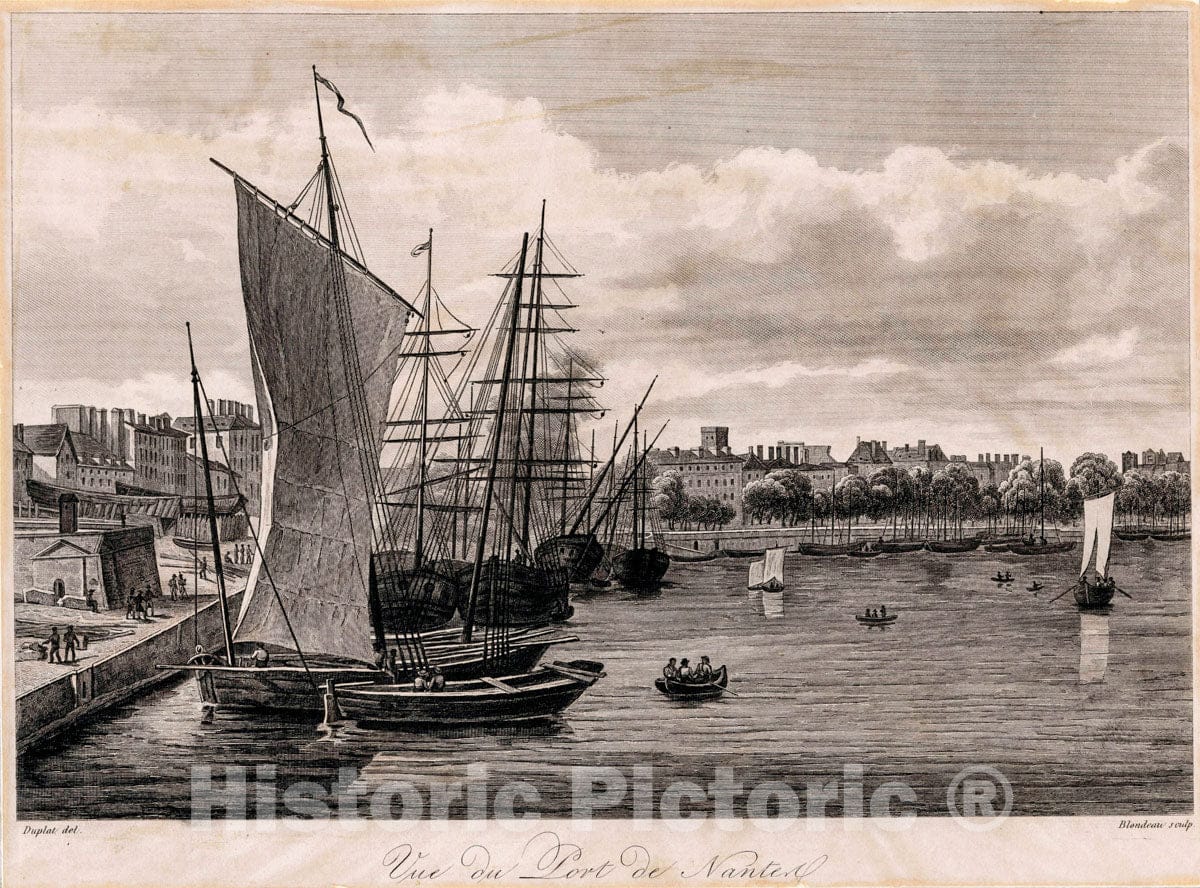 Art Print : 1798, Vue du Port de Nantes - Vintage Wall Art