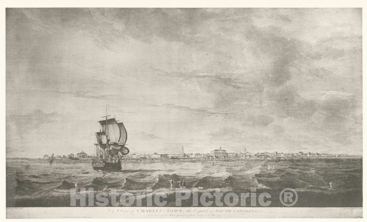 Art Print : 1797, A View of Charles-Town, The Capital of South Carolina - Vintage Wall Art