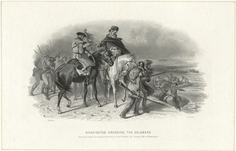 Art Print : c.1750 , Washington Crossing The Delaware - Vintage Wall Art