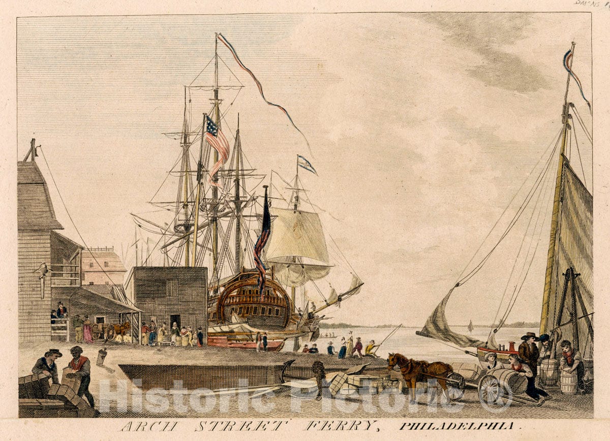 Art Print : 1799, Arch Street Ferry, Philadelphia. - Vintage Wall Art