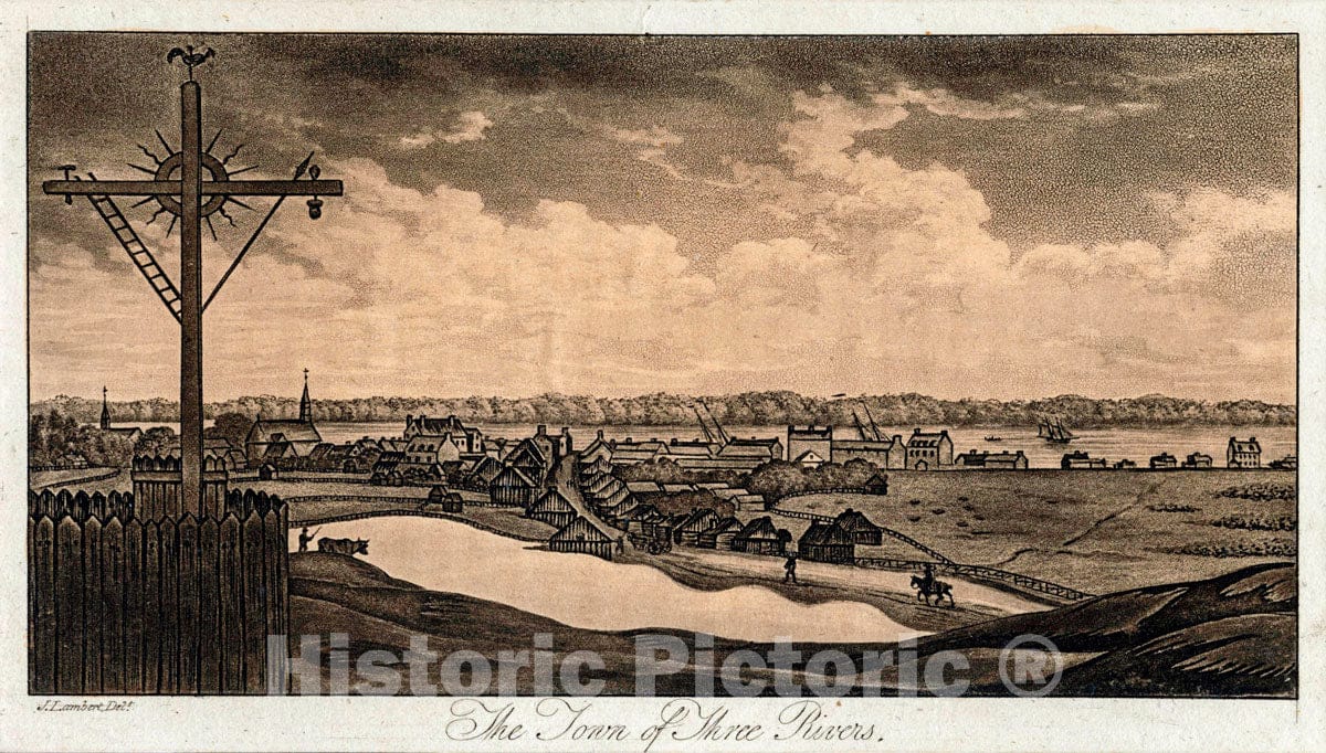 Art Print : The Town of Three Rivers. - Vintage Wall Art