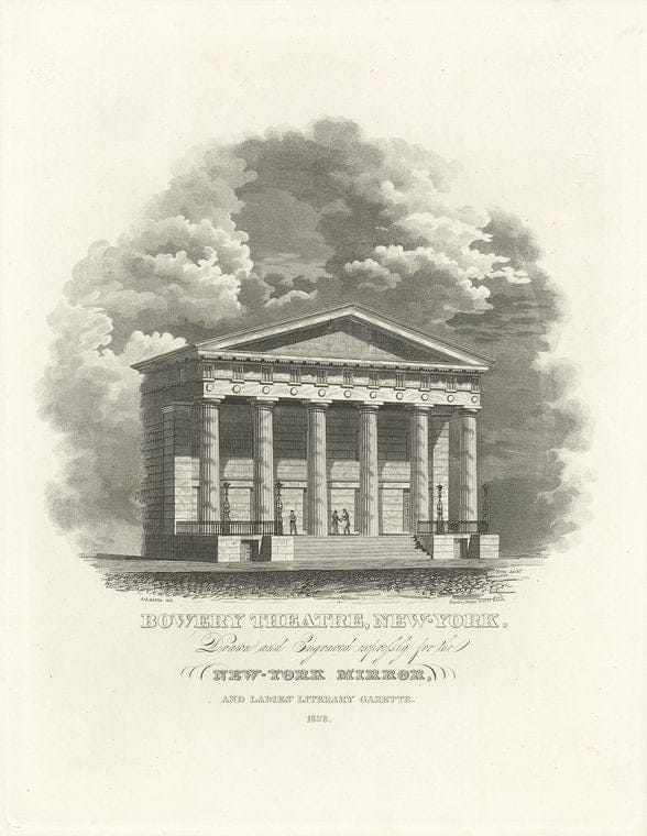 Art Print : 1801, Bowery Theatre, New York - Vintage Wall Art