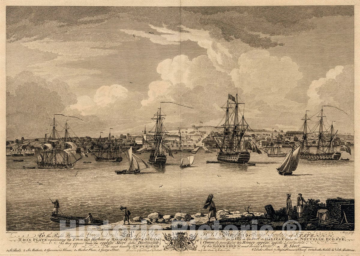 Art Print : 1764, The Town and Harbour of Halifax in Nova Scotia as They Appear from The Opposite Shore Called Dartmouth. - Vintage Wall Art