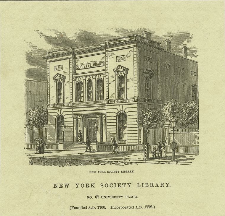 Art Print : c.1600 , New York Society Library No. 67 University Place - Vintage Wall Art