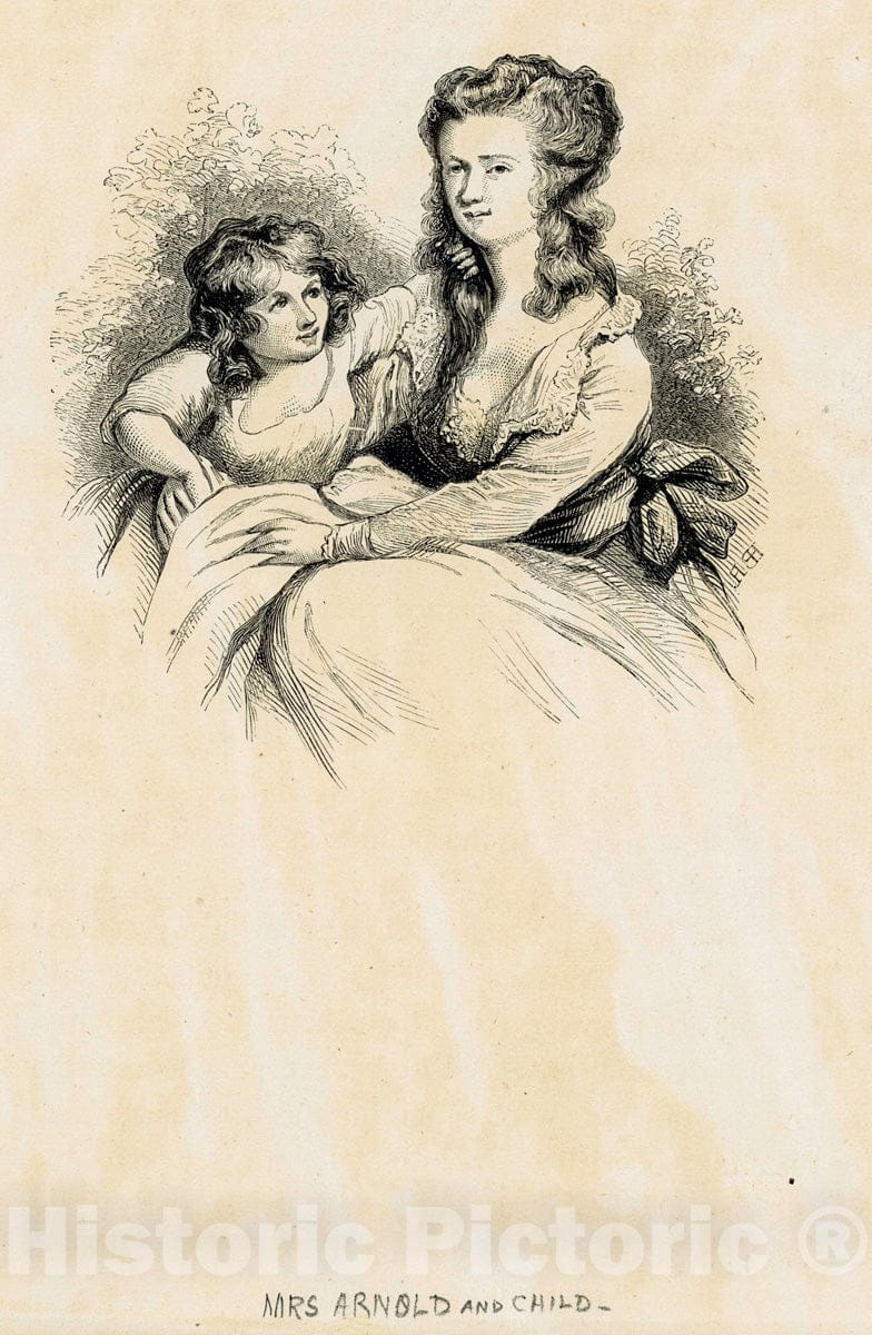 Art Print : c.1775 , Mrs. Arnold and Child - Vintage Wall Art