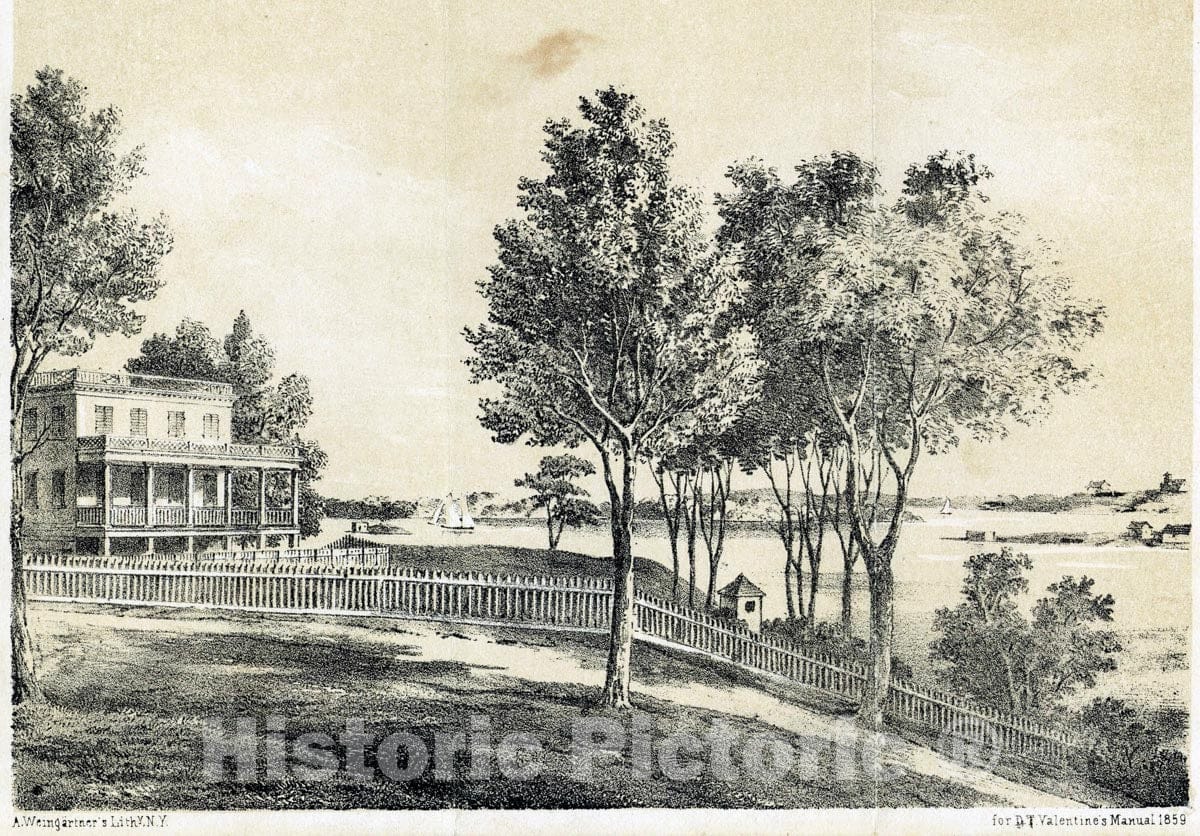 Art Print : c.1760 , Harris' Point (Horen's Hook 1776) Wards Island and Hellgate, 1859 - Vintage Wall Art