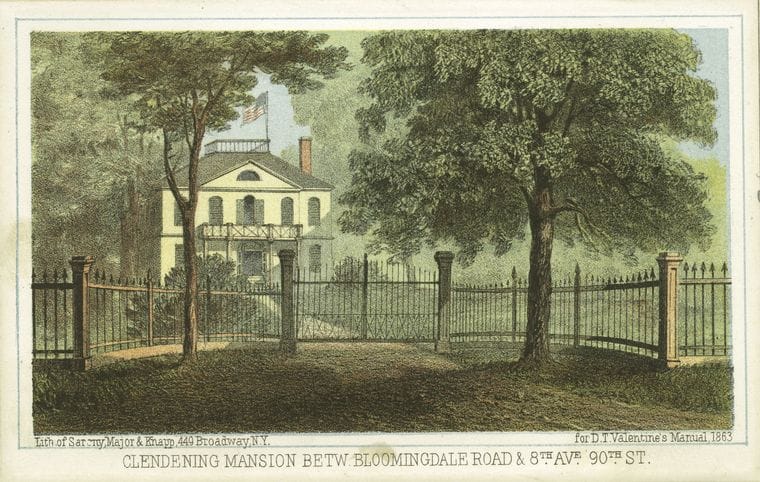Art Print : 1828, Clendening Mansion betw. Bloomingdale Road & 8th Ave. 90th St. - Vintage Wall Art