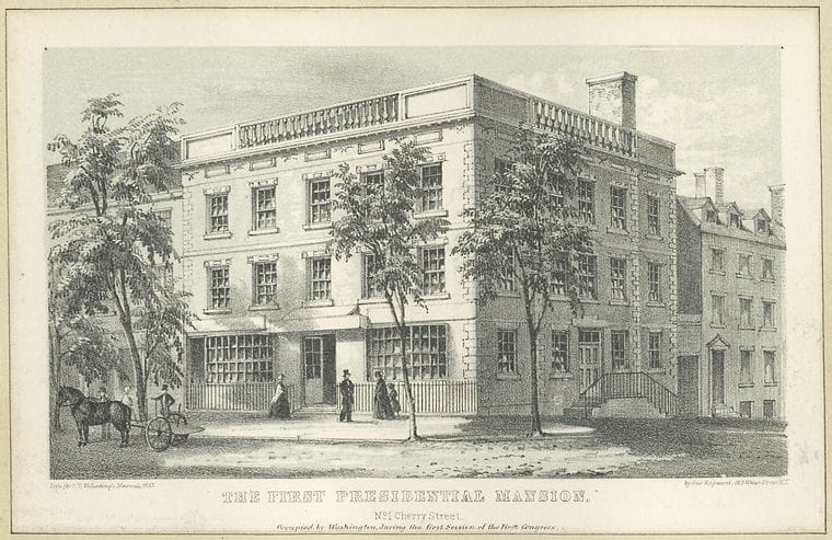 Art Print : The First Presidential Mansion no. 1 Cherry Street - Vintage Wall Art