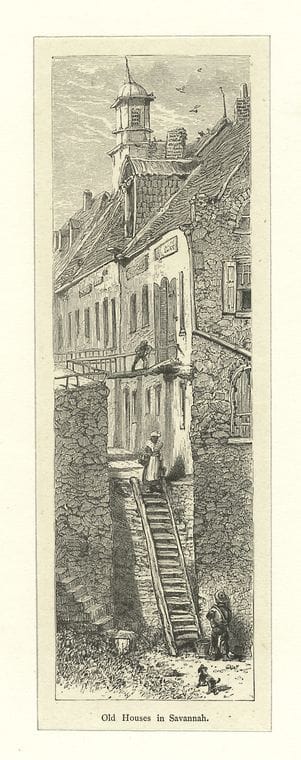 Art Print : c.1760 , Old Houses in Savannah - Vintage Wall Art