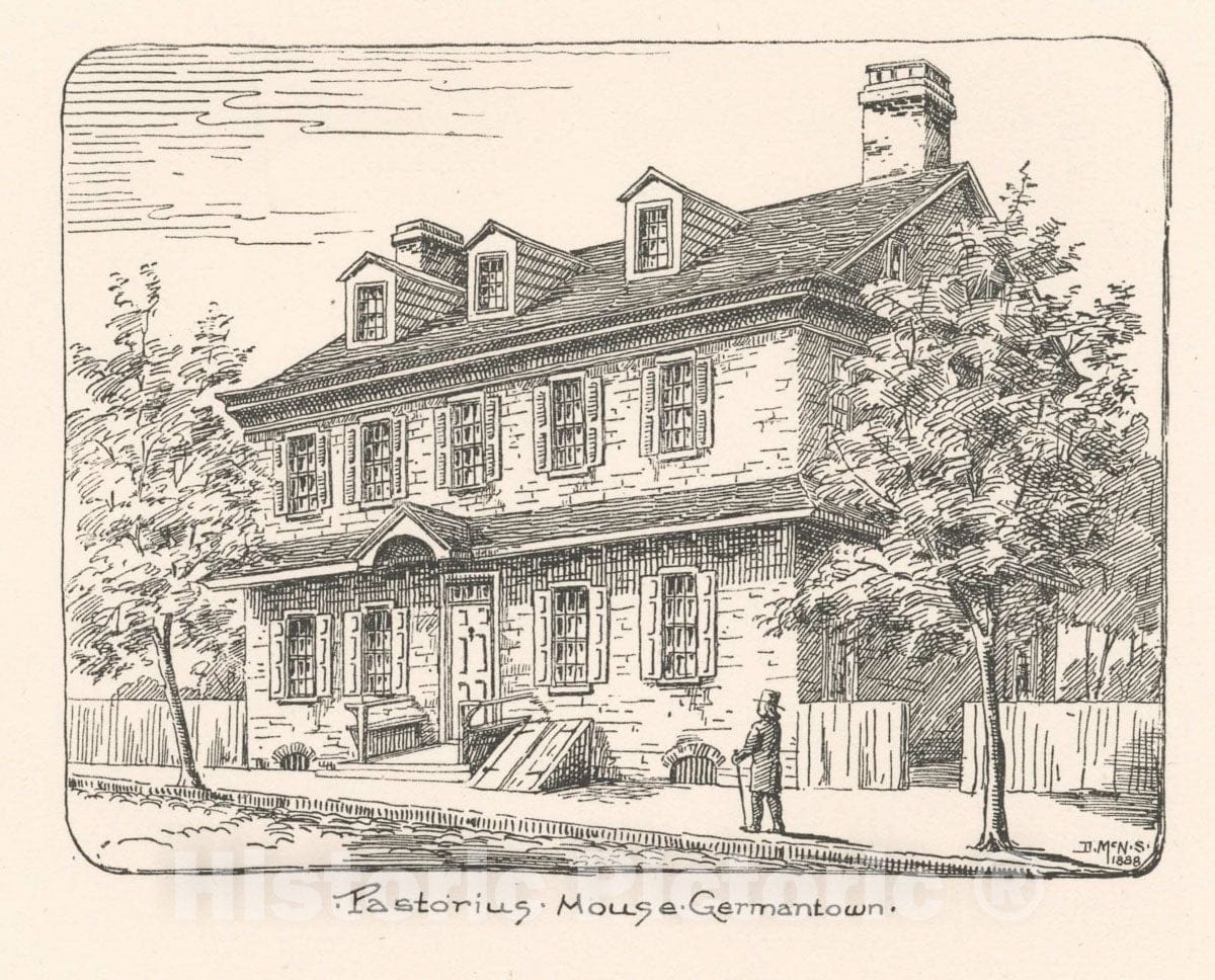Art Print : 1888, Pastorius House, Germantown. - Vintage Wall Art