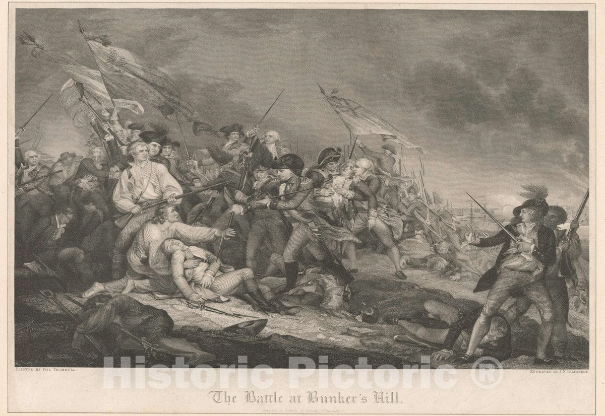 Art Print : The Battle at Bunker's Hill. - Vintage Wall Art V1
