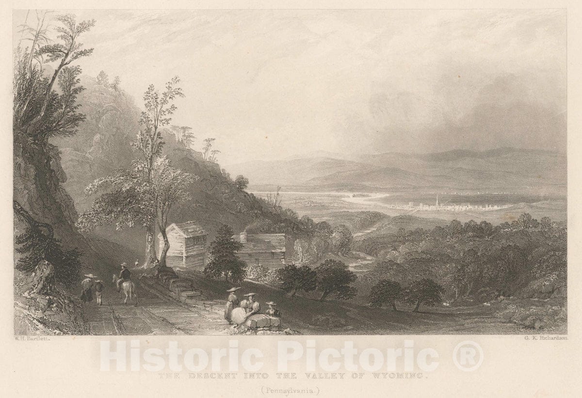 Art Print : The Descent into The Valley of Wyoming (Pennsylvania). - Vintage Wall Art