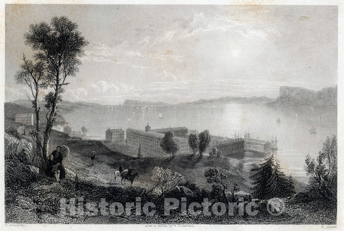 Art Print : 1801, Sing Sing Prison and Tappan Sea - Vintage Wall Art