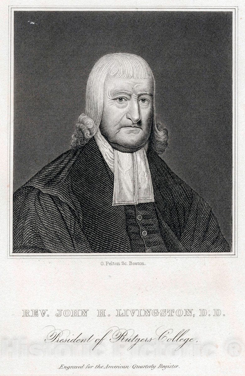 Art Print : 1801, Rev. John H. Livingston, D.D, President of Rutgers College - Vintage Wall Art