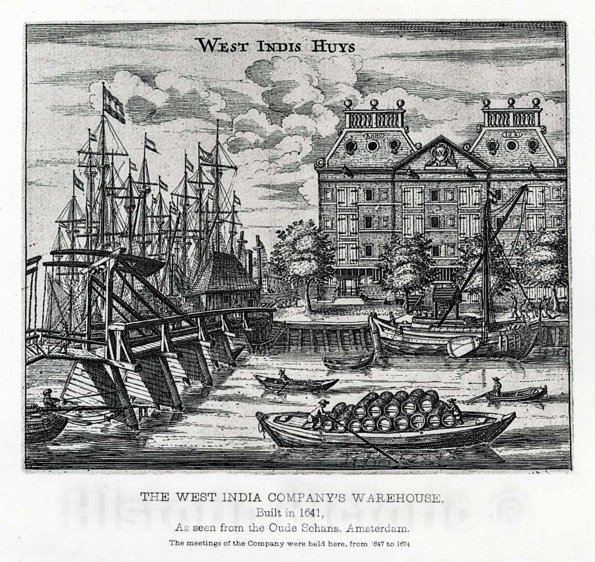 Art Print : The West India Company's Warehouse, Built in 1641, as seen from The Oude Schans, Amsterdam - Vintage Wall Art