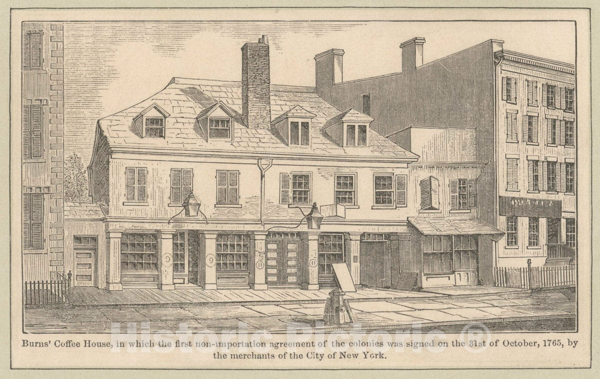 Art Print : Burns' Coffee House, in which The First Non-importation Agreement of The colonie - Vintage Wall Art