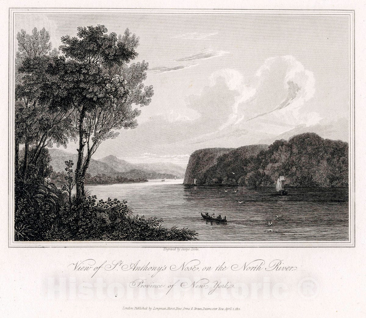 Art Print : c.1760 , View of St. Anthony's Nose, on The North River. Province of New York - Vintage Wall Art