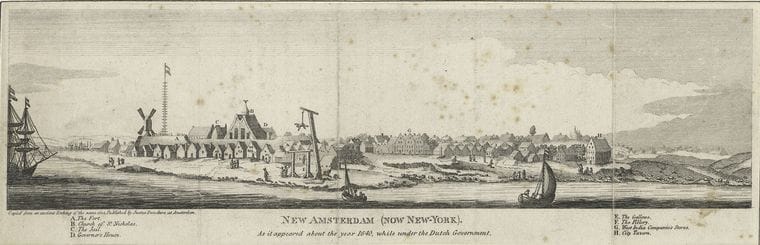 Art Print : New Amsterdam (Now New York) as it Appeared About The Year 1640 - Vintage Wall Art