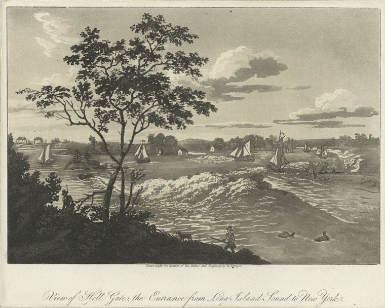 Art Print : View of Hell Gate The Entrance from Long Island Sound to New York - Vintage Wall Art