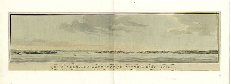 Art Print : c.1600 , New York with The Entrance to The North and East River - Vintage Wall Art