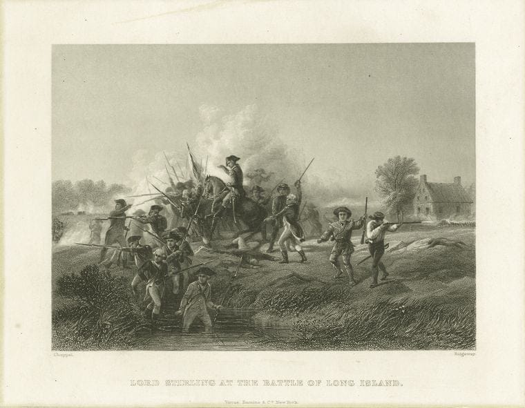 Art Print : c.1760 , Lord Stirling at The Battle of Long Island - Vintage Wall Art