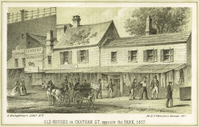 Art Print : 1828, Old Houses in Chatham St. Opposite The Park, 1857 - Vintage Wall Art