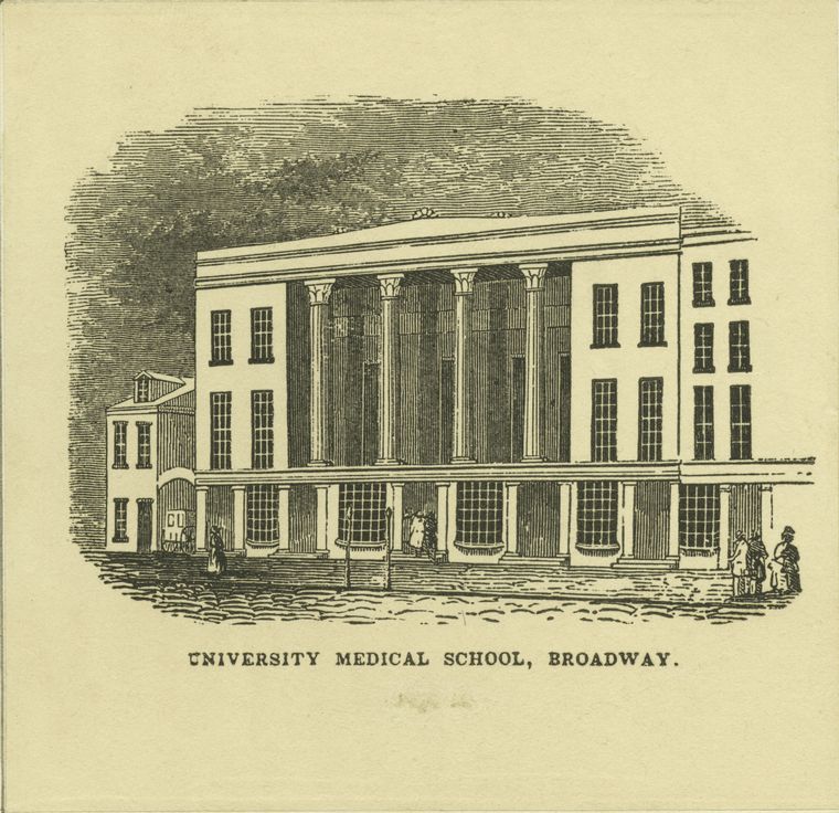 Art Print : 1828, University Medical School, Broadway - Vintage Wall Art