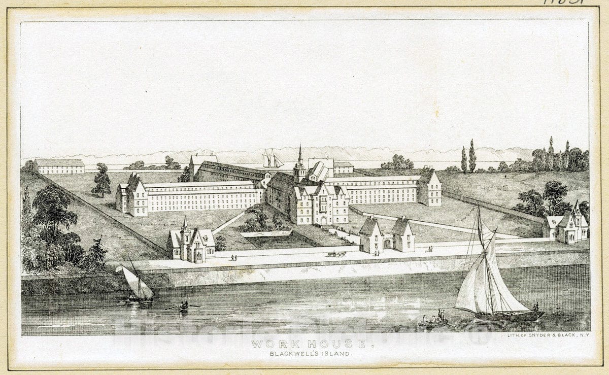 Art Print : 1880, Work House Blackwell's Island - Vintage Wall Art