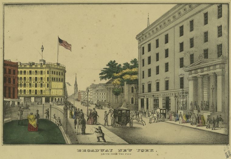 Art Print : Broadway New York South from The Park - Vintage Wall Art