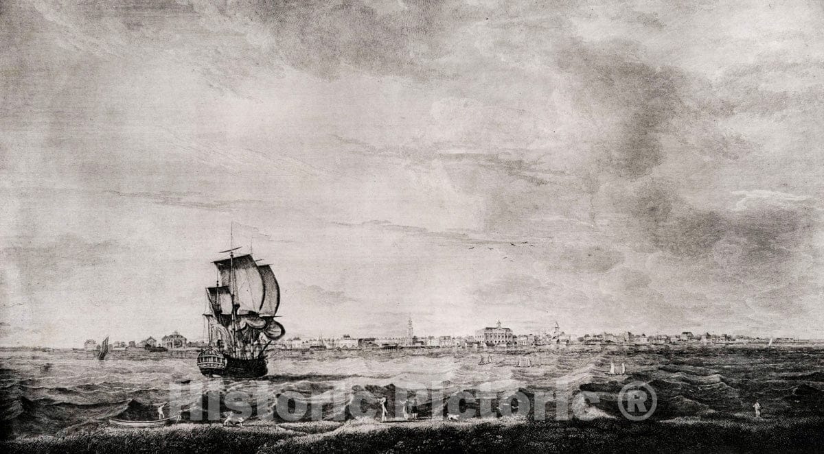 Art Print : 1778, A View of Charles-Town, The Capital of South Carolina - Vintage Wall Art