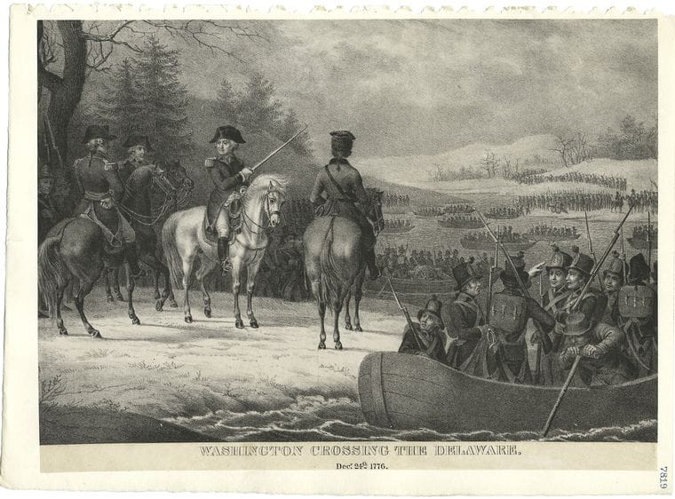 Art Print : 1775, Washington Crossing The Delaware Decr. 24th 1776 - Vintage Wall Art