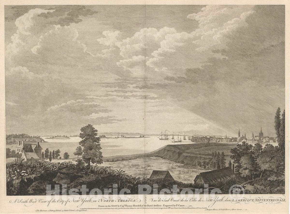 Art Print : A South west View of The City of New York, in North America. - Vintage Wall Art