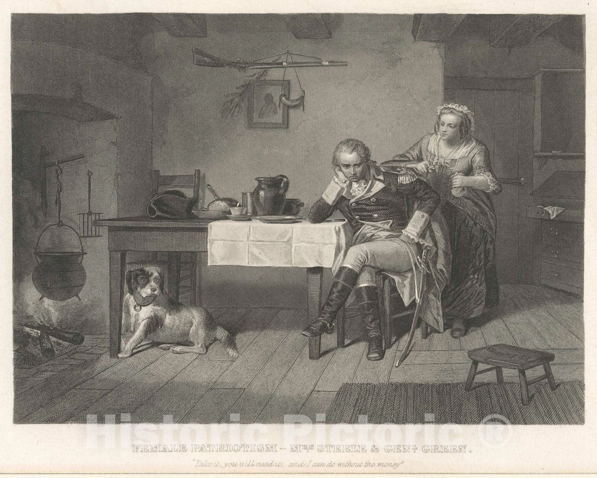 Art Print : Female Patriotism : Mrs. Steele and Genl. Green[e]. - Vintage Wall Art