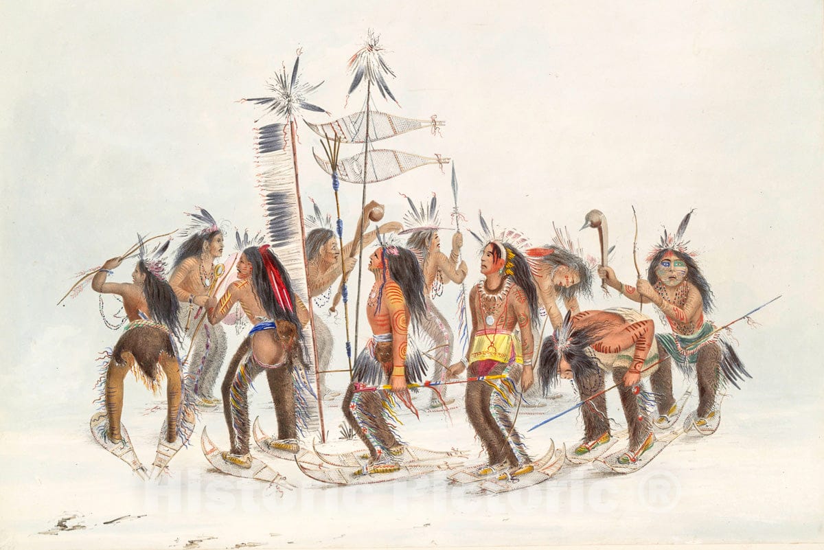 Art Print : 1845, The Snow-Shoe Dance. - Vintage Wall Art