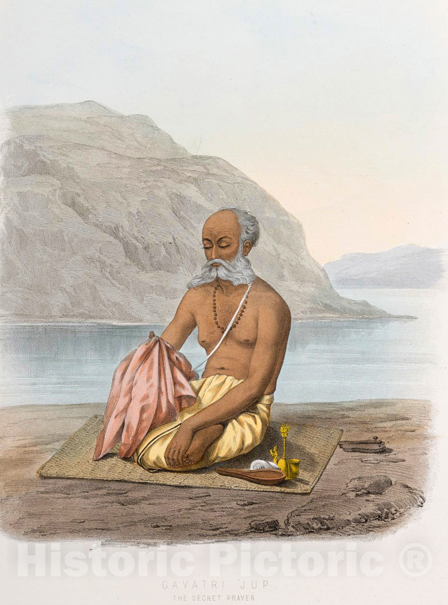 Art Print : 1851, Gayatri Jup [Gayatri japa]. The Secret Prayer. - Vintage Wall Art