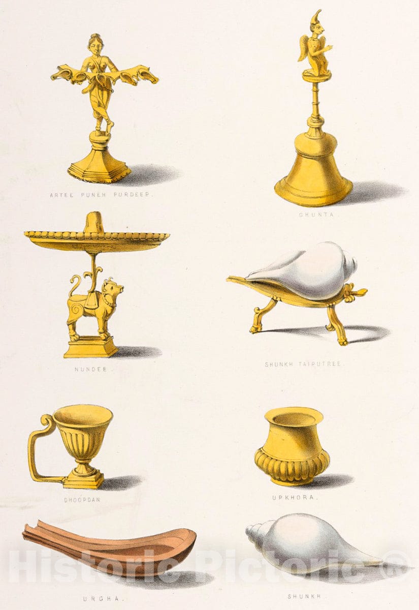 Art Print : 1851, Puja Items: artee puneh purdeep, Nundee - Vintage Wall Art