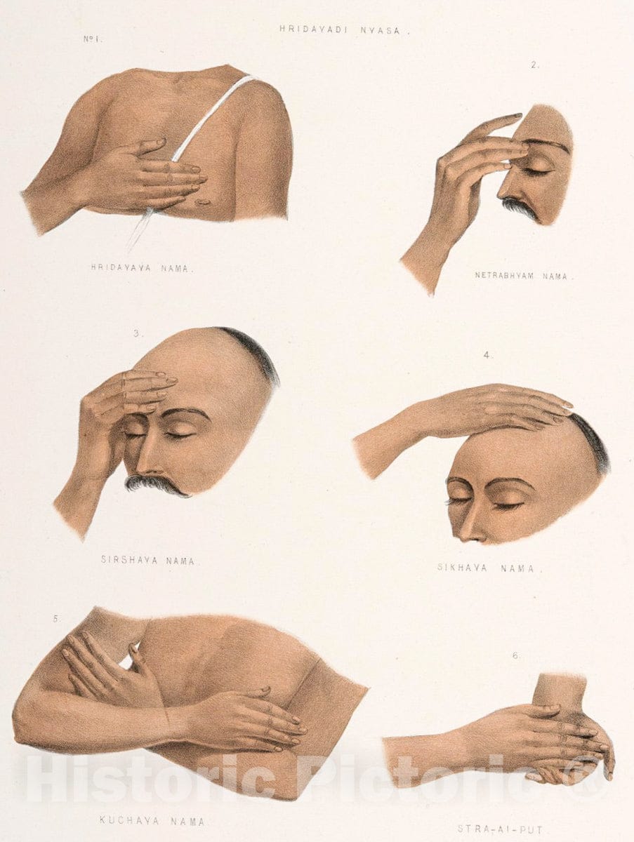 Art Print : 1851, Hridayadi Nyasa. - Vintage Wall Art